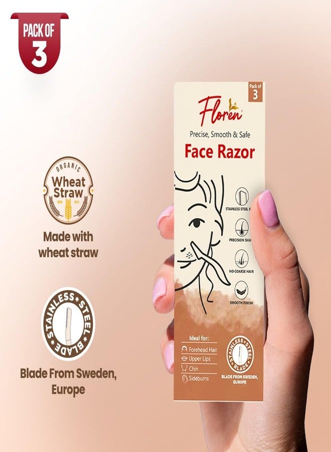 Floren Face Razor for Women (pack of 3) & Disposable body razor (pack of 5) | Instant & Painless Hair Removal | Travel Friendly | Salon like Glow - Image 2